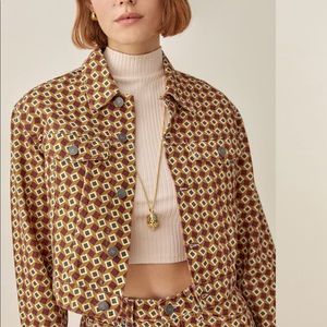 NWT Reformation Cora Shrunken Denim Jacket